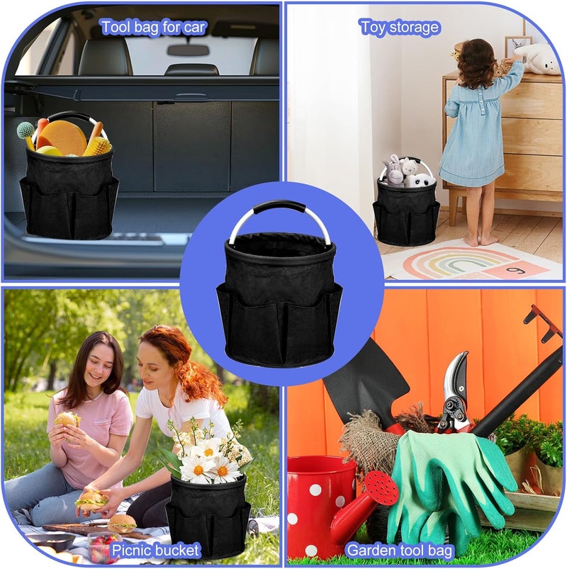 Ashmacdo Cleaning Caddy for Cleaning Supplies,17L Cleaning Supply Caddy with Handle Foldable Cleaning Supplies Organizer Bucket Cleaning Products Organizers for Home, Garden (Black) - Image 5